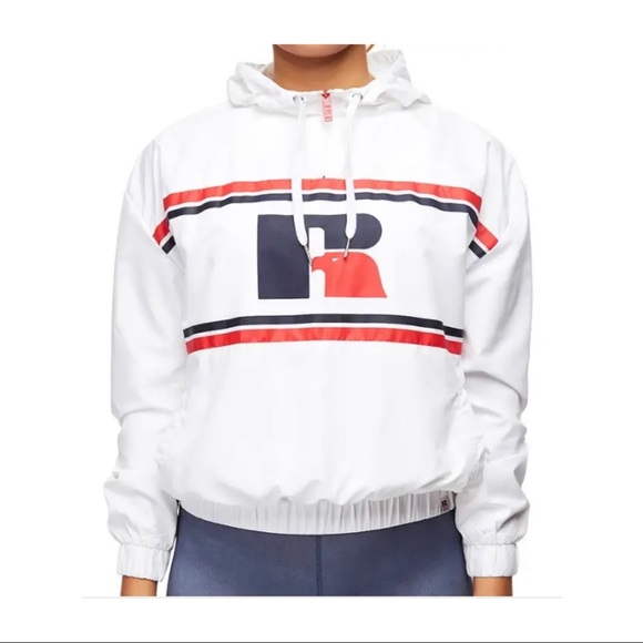 Womens Russell Athletic 1/4 zip Eagle R parachute hooded jacket light weight 16 - Picture 7 of 9